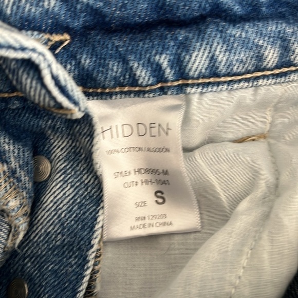Hidden Jeans Frayed Acid Wash Jean Overalls Size S - Picture 7 of 7